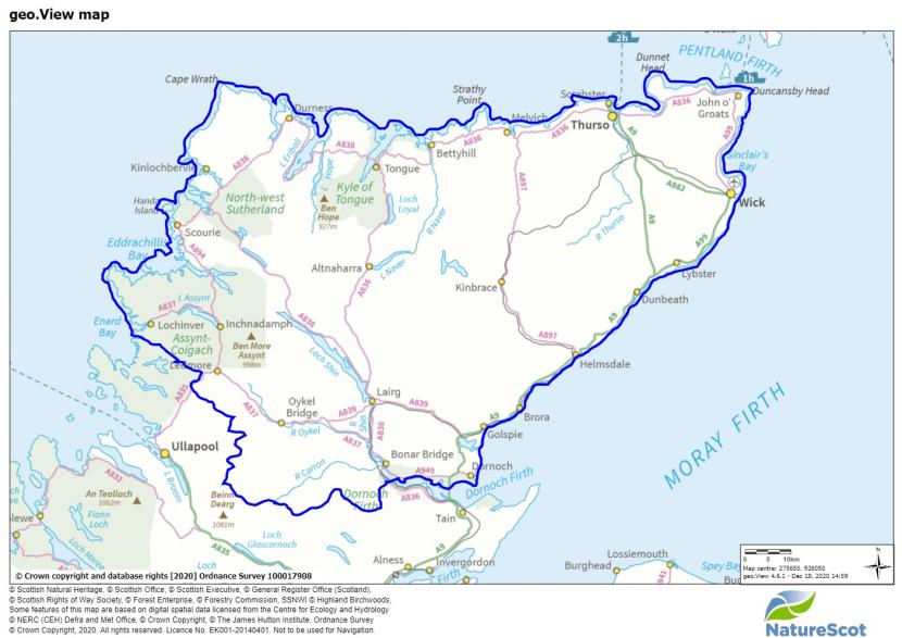 Map showing Caithness and Sutherland area as referred to in this report.