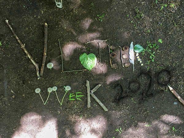 Volunteers week written with items from nature