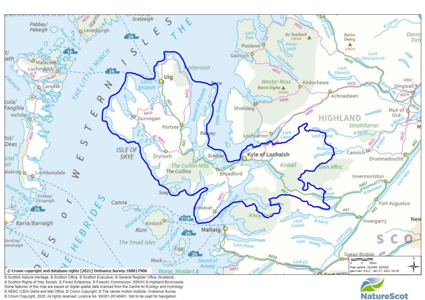 The area referred in the report, including Lochalsh and the northern coast of the Knoydart penisular.