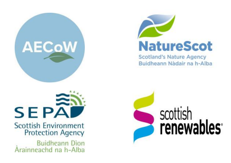 Association of Environment Clerk of Works, Scottish Renewables, SEPA and NatureScot logo