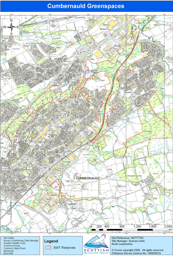 Map showing Cumbernauld Greenspaces