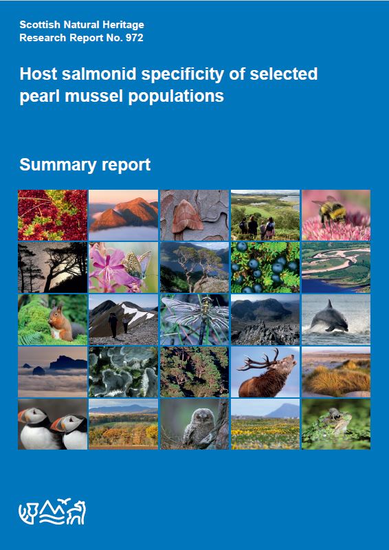 SNH Research Report 972 - Host salmonid specificity of selected pearl mussel populations front cover