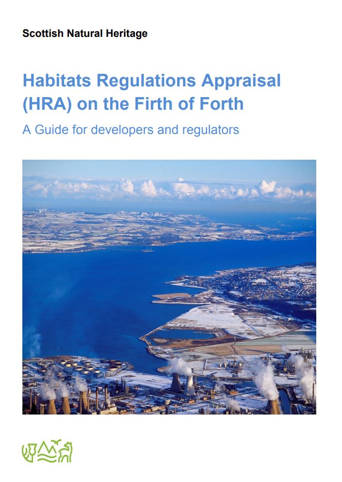 front cover of Habitats Regulations Appraisal (HRA) on the Firth of Forth - A Guide for developers and regulators publication