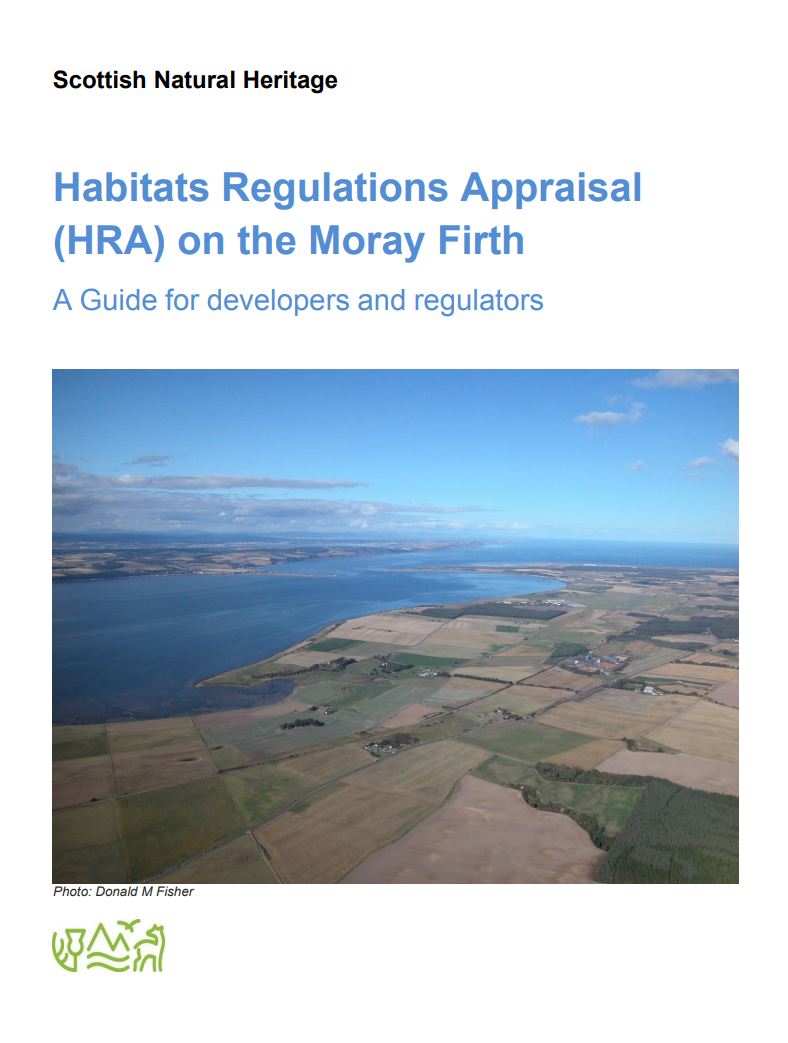 front page of Habitats Regulations Appraisal (HRA) on the Moray Firth - A Guide for developers and regulators publication