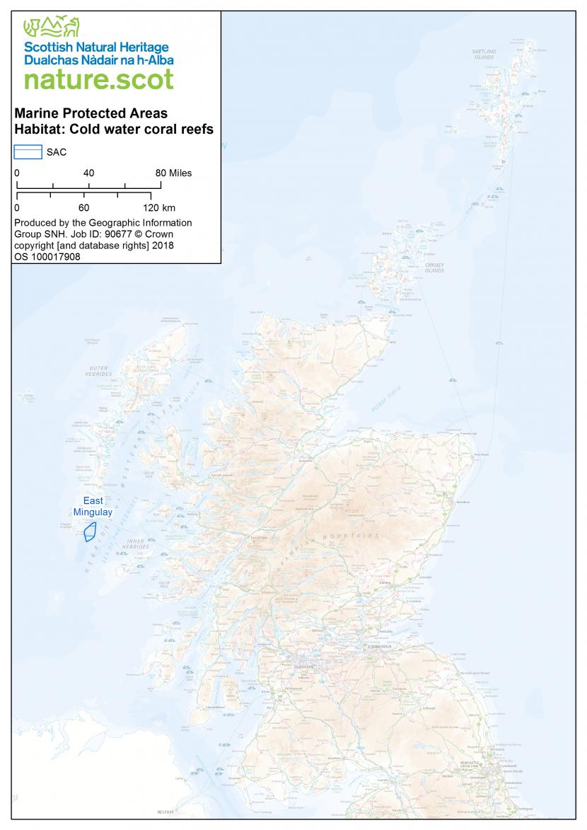 Map ofcold-water coral reefs in the UK