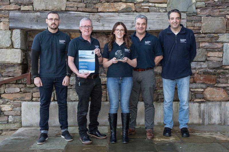 Scottish Water - Sustainable Land Management Team receive the Shetland Environmental Award Nov 2017 for peatland restoration work at Sandy Loch. Credit: Sustainable Land Management Team - Scottish Water.