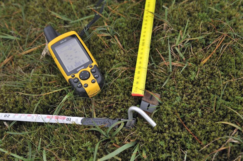 GPS and quadrat used on habitat surveying at Creag Meagaidh NNR, East Highland Area
