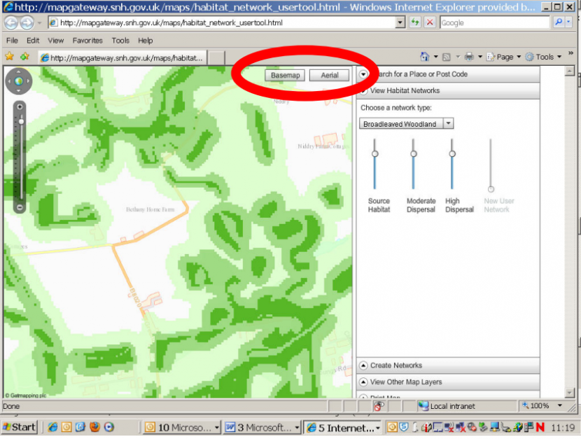 GIS Tool - Screenshot of aerial button 1