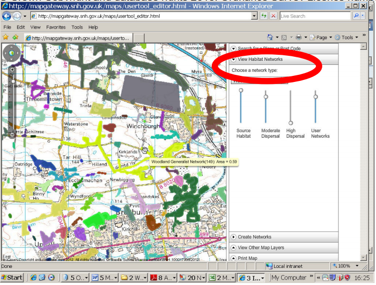 GIS Tool - Screenshot of amending view networks