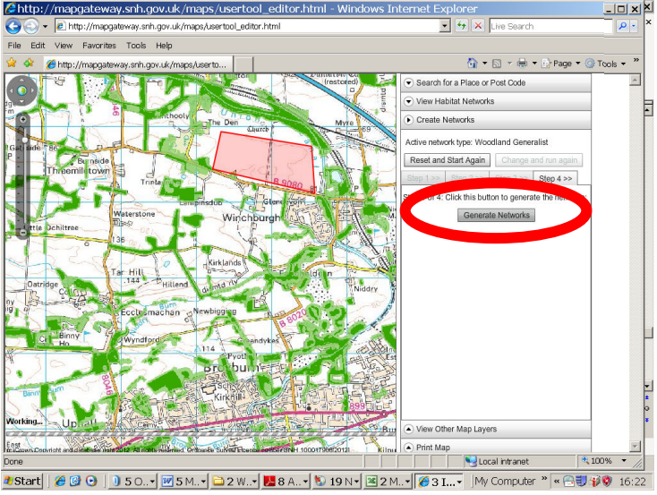 GIS Tool - Screenshot of generate networks