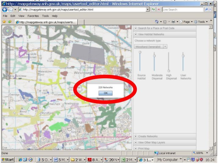 GIS Tool - Screenshot of number of networks