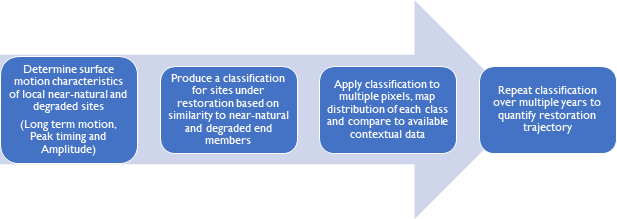 Figure 5. Approach to produce a manual classification method based on peatland surface motion from the Dalchork focus site