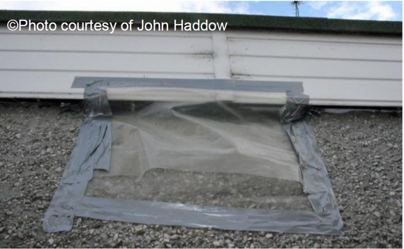 Example of top flap securely fixed to soffit using tape