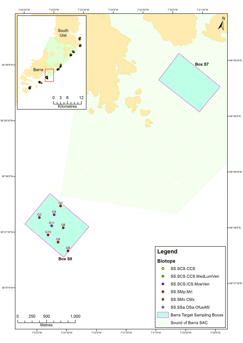 Distribution of biotopes at the Sound of Barra SAC (box S7) from the 2018 grab sample survey 