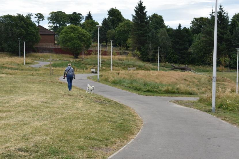 A dog walker in Melfort Park