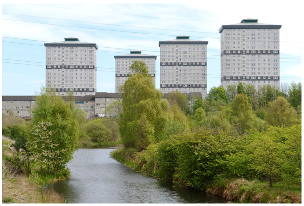 Tower blocks next to the Forth and Clyde Canal, Glasgow