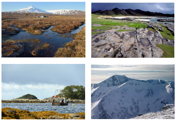 Title Page Photographs, clockwise from top left:  Blanket bog near Corrour Station, Rannoch Moor.   Sanna Bay, Ardnamurchan.  Ben Nevis.   Beasdale on the shores of Loch Nam Uamh. Arisaig. 