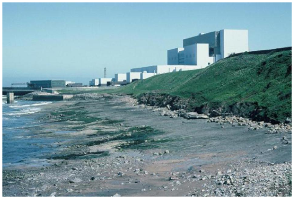 Torness nuclear power station above the beach