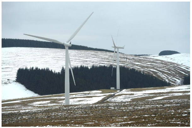 Pentland Hills with wind turbines