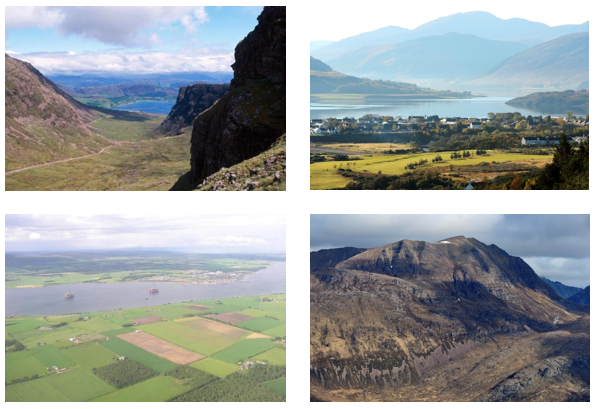 Title Page Photographs, clockwise from top left: Beallach na Ba, Pass of the Cattle, Applecross, the view over Ullapool and Loch Broom from the road north, Slioch and rigs in the Cromarty Firth. 