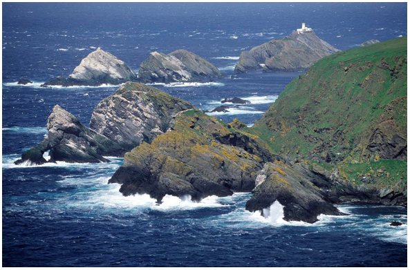Muckle Flugga lighthouse from the cliffs of Hermaness NNR