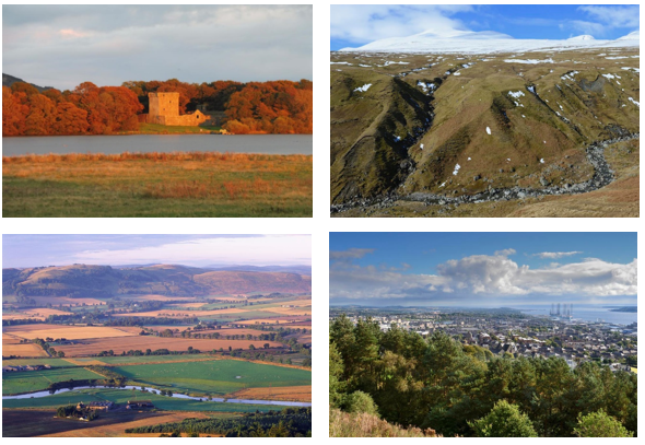 Title Page Photographs, clockwise from top left: Castle Island, Loch Leven, The Lawers burn at Ben Lawers National Nature Reserve, View from Dundee Law, and Farmland and the River Earn. 