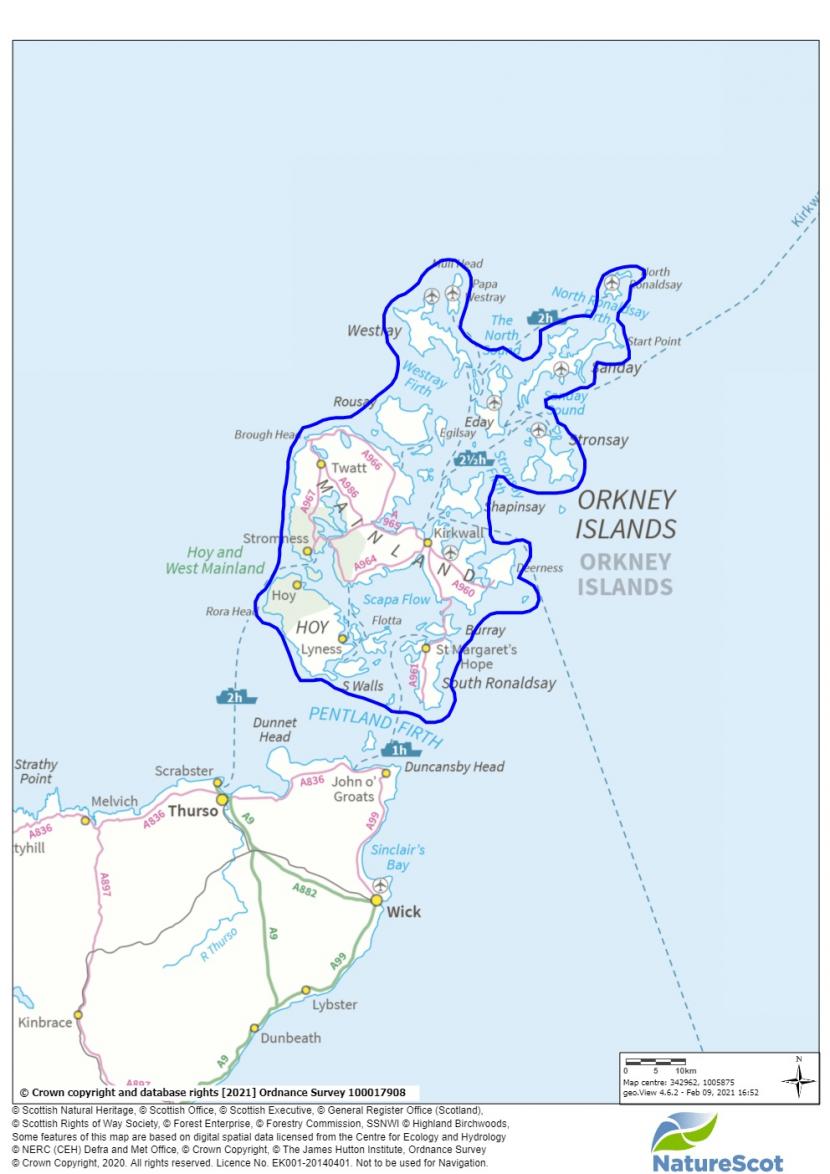 Map showing Orkney
