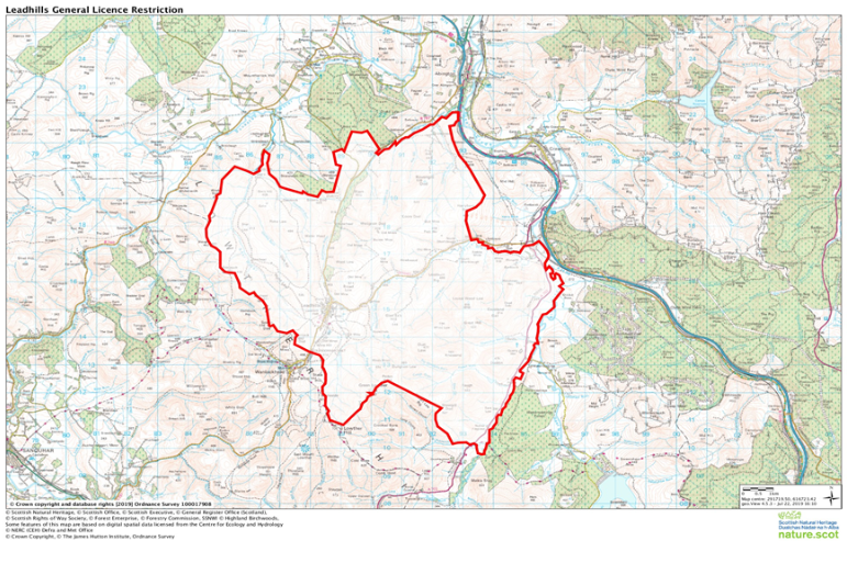 Map of Leadhills General Licence Restriction Area