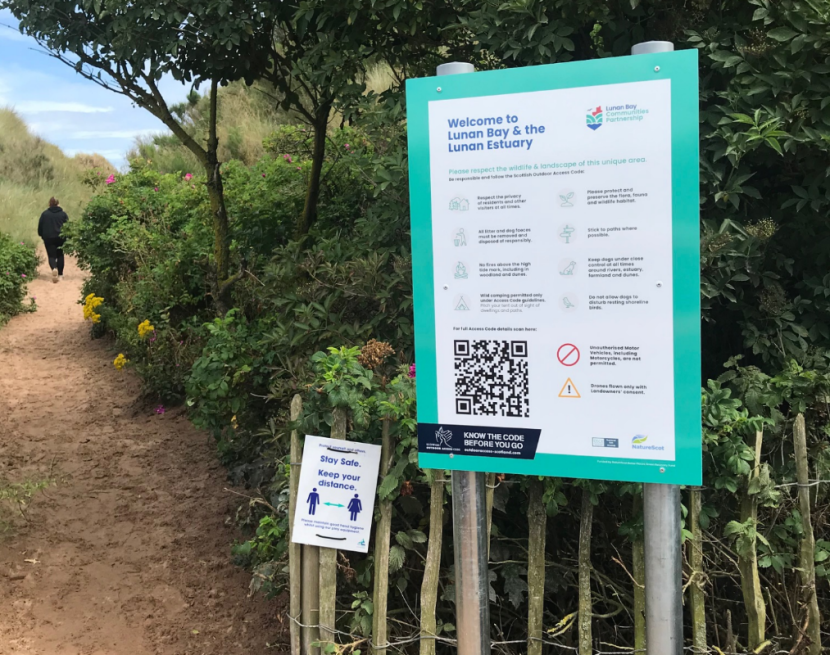 8 information signs on pathway