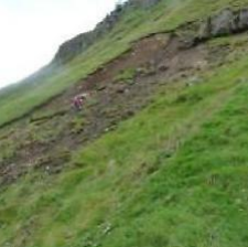 Landslip on steep hill