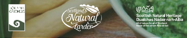 Bòrd na Gàidhlig, Scotland’s Natural Larder and NatureScot logo