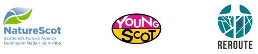 The NatureScot, Young Scot and ReRoute logos