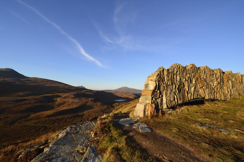 A rock arch on the crag top trail at Knockan Crag NNR
