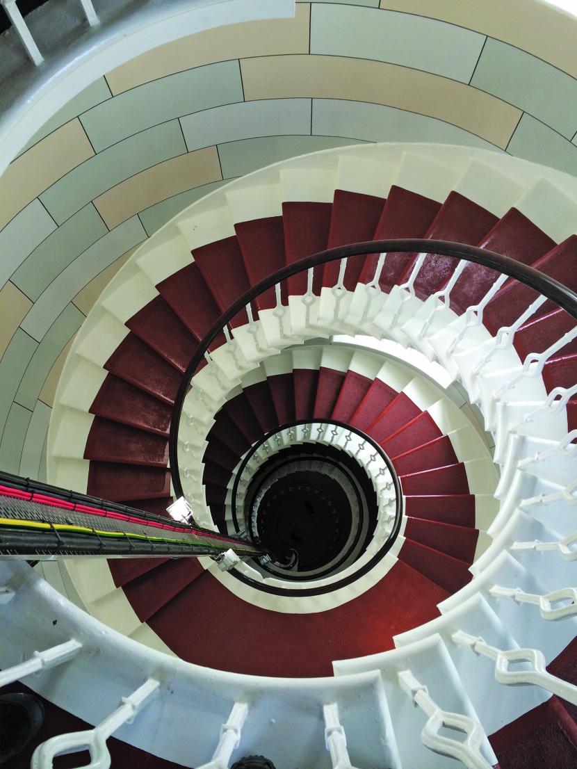 The impressive stairwell of the main lighthouse