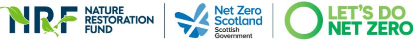 Nature Restoration Fund logo with Net Zero Scotland and Lets Do Net Zero RGB JPG