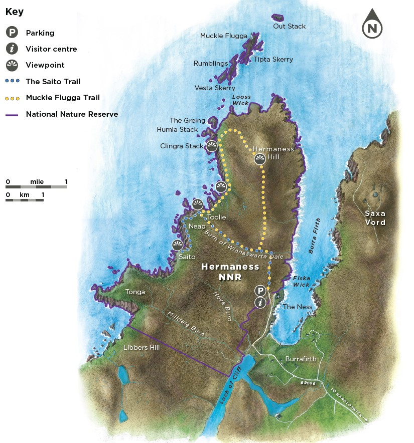 Hermaness National Nature Reserve map illustration