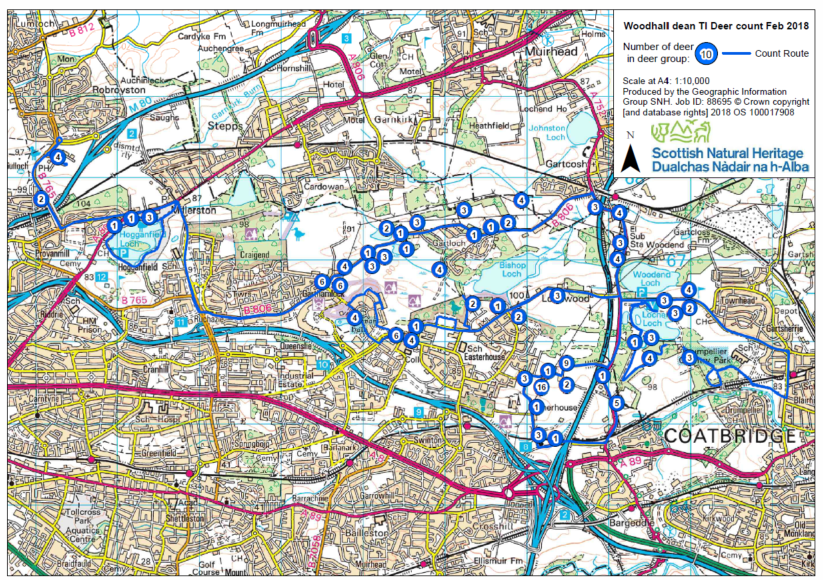 Figure 6 - Deer Count in Drumpellier Country Park area 2018
