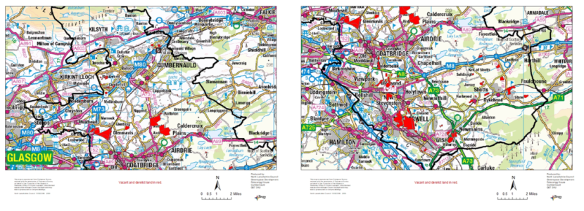 Maps 6 & 7 - Vacant and Derelict Land Areas (in red) within North Lanarkshire