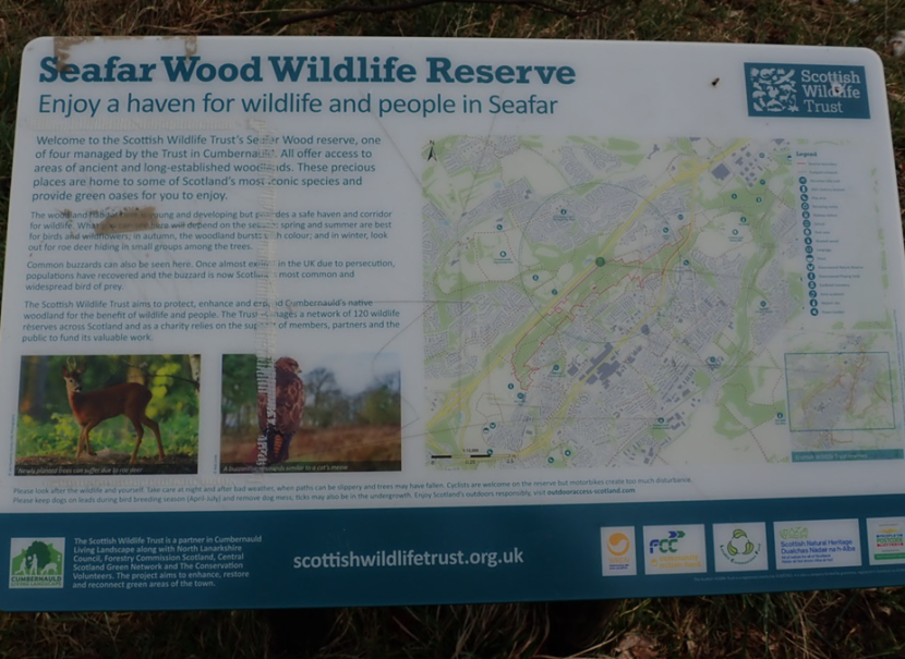 Interpretation panel of Seafar Wood Wildlife Reserve
