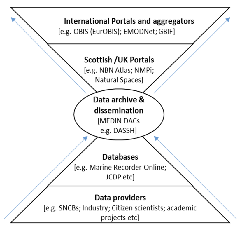 Flow of data from data providers to portals and aggregators