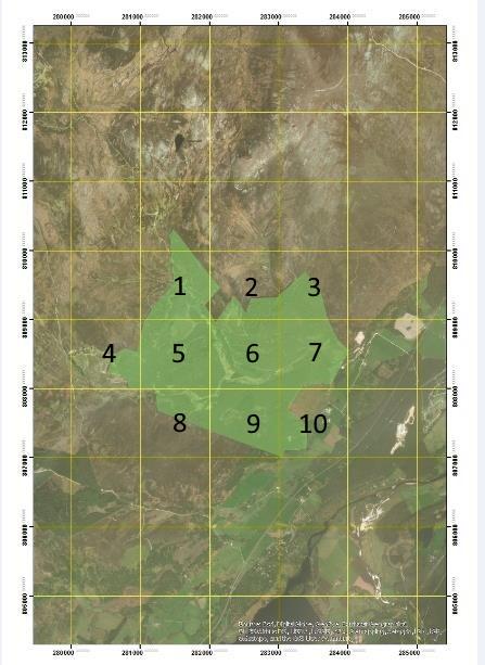 Figure 3: Map showing numbered  tiles where cameras will be located 