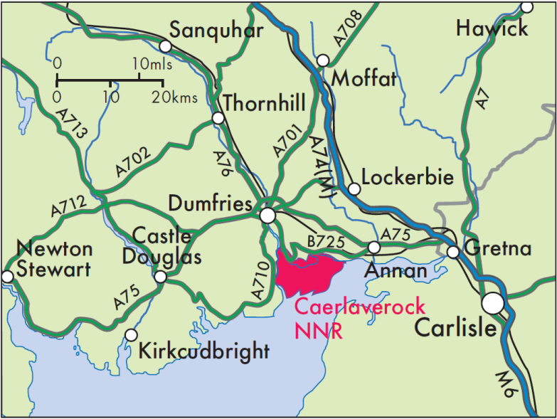 Caerlaverock NNR Location map