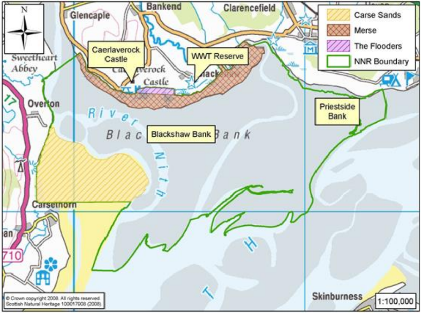 Caerlaverock NNR map – key habitat areas