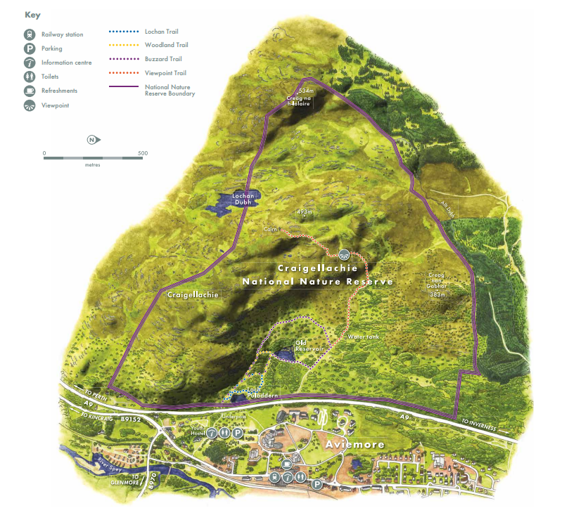 Craigellachie National Nature Reserve map