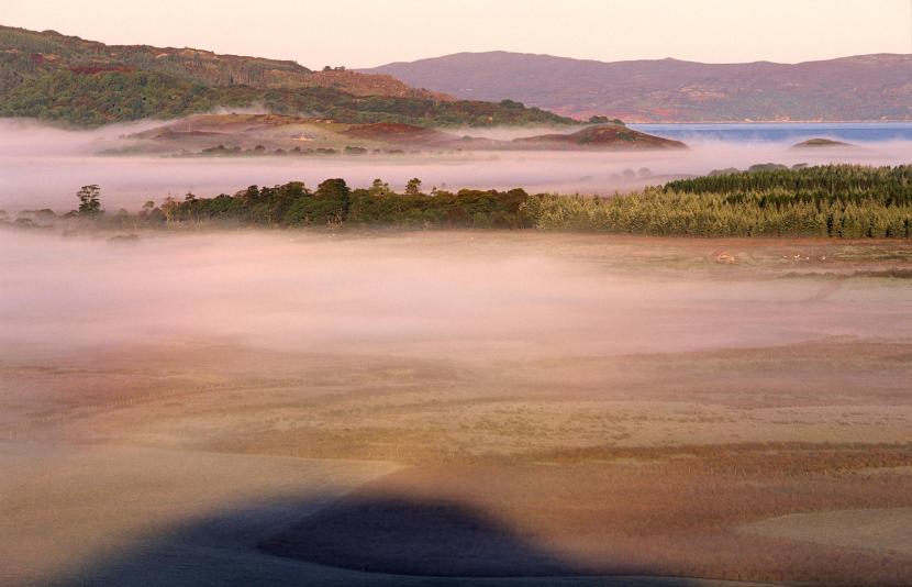 Misty morning over the raised bog at Moine Mhor