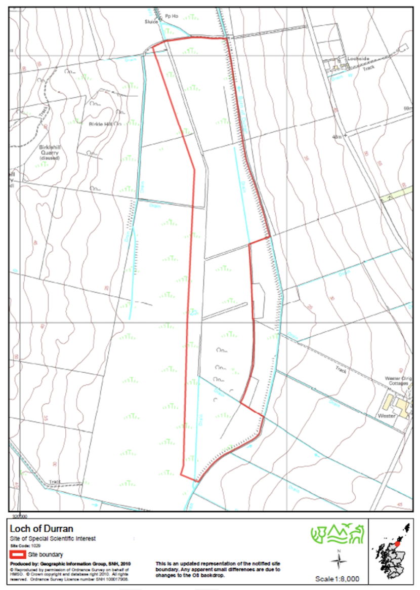 Loch of Durran SSSI outlined in red