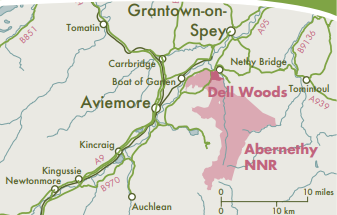 Dell Woods (Abernethy National Nature Reserve) Map
