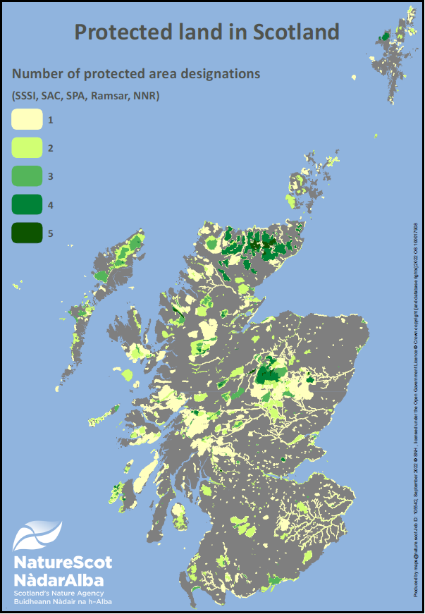 Map showing protected area coverage in Scotland