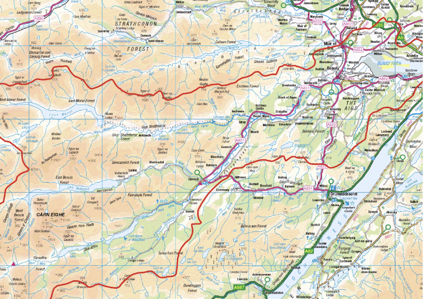 Map of the Beauly catchment and surroundings.