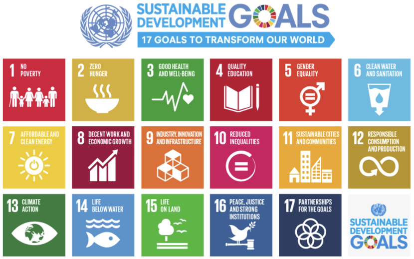 The UN Sustainable Development Goals cover 17 interconnected themes.